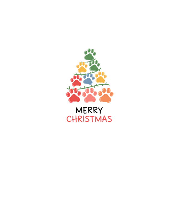 Merry Christmas Paws Alb model alb pe tricou