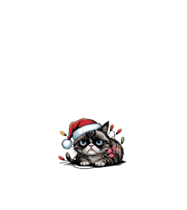 Christmas Spirit Grumpy Cat Negru model alb pe tricou