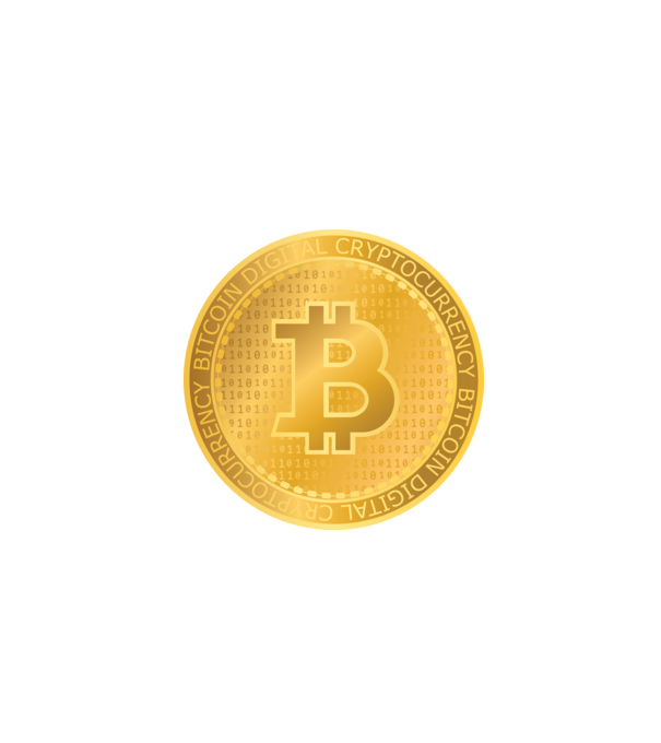 Monedă de aur Bitcoin model negru pe tricou