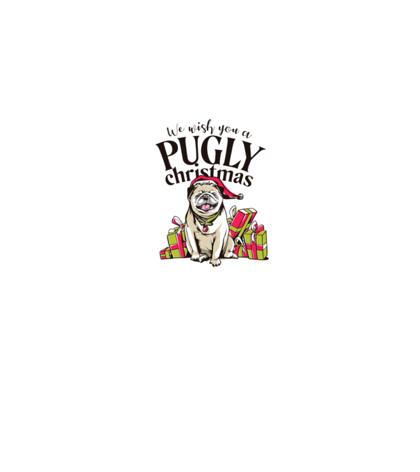 We wish You a Pugly Christmas tricou cu mops model gri pe tricou