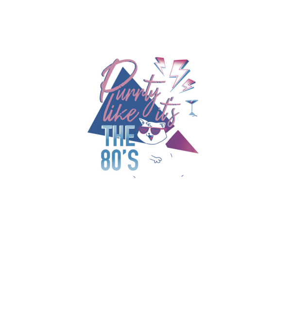 'Purrty Like it''s the 80''s' model negru pe tricou