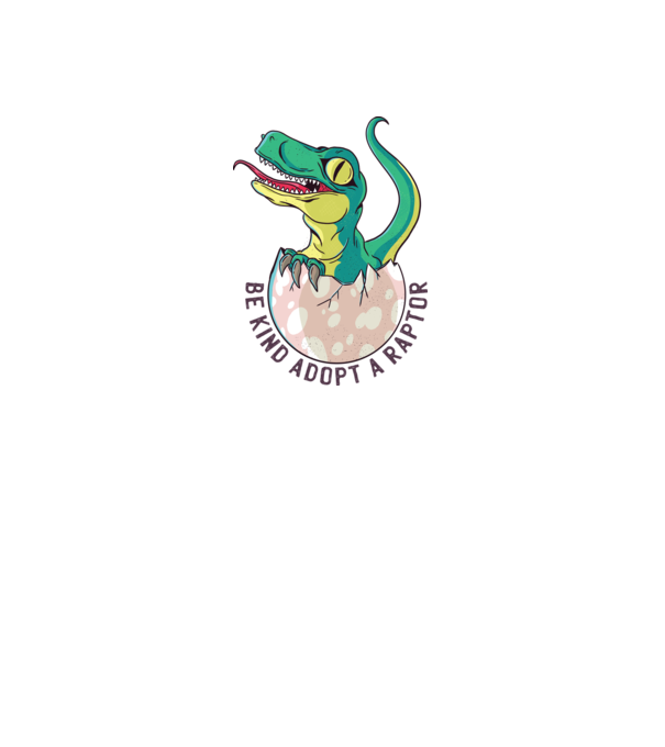 Be kind adopt a Raptor tricou cu dinozaur model alb pe tricou