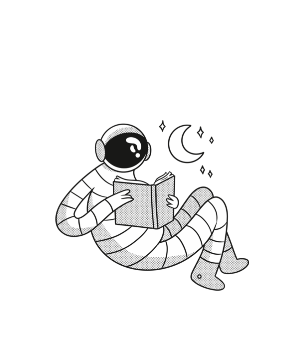 Lectură Astronaut model negru pe tricou