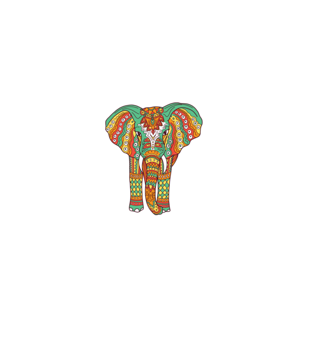 Mandala Elefant model alb pe tricou