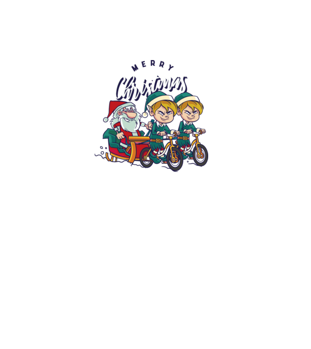 Merry Christmas Moș Crăciun cu sanie cu bicicletă model albastru deschis pe tricou