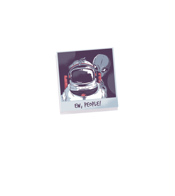 Ew, Oameni - Astronaut cu extraterestru model negru pe tricou