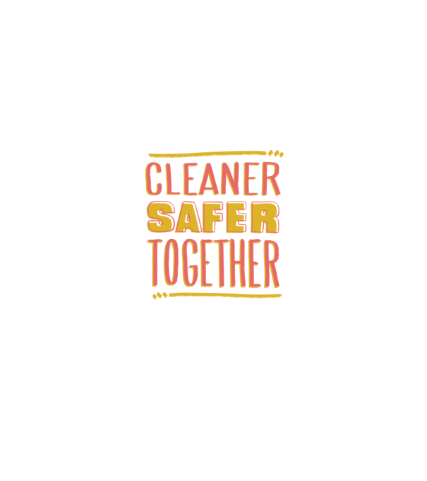 Cleaner Safer Together model alb/roșu pe tricou