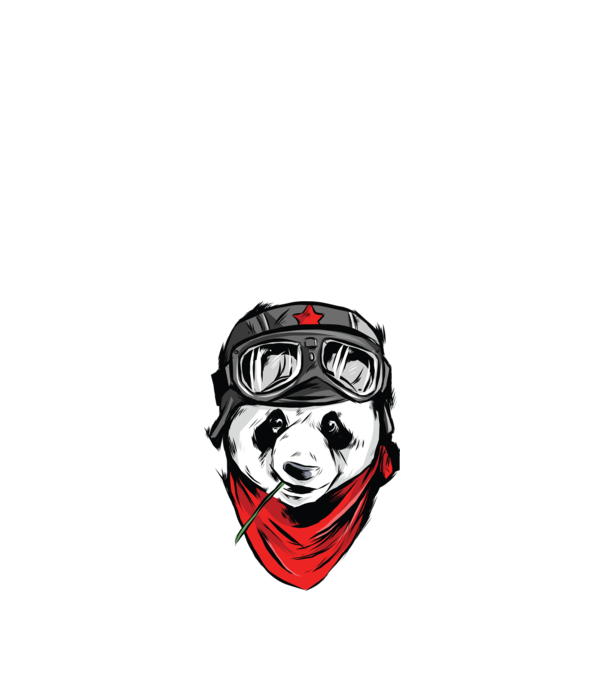 Panda Gerilla model negru pe tricou