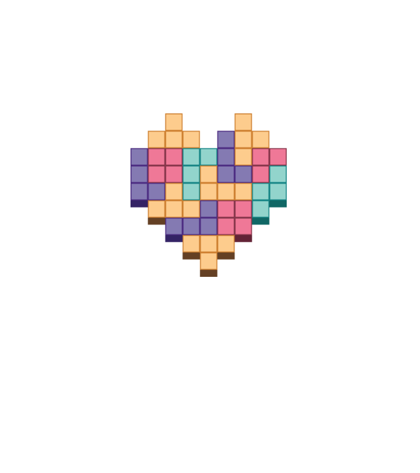 Inimă Tetris model alb pe tricou