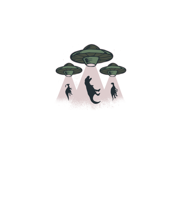 Alien OZN dinozaur model negru pe tricou