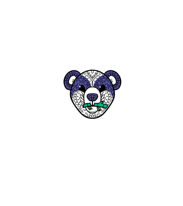 Mandala Panda model gri pe tricou