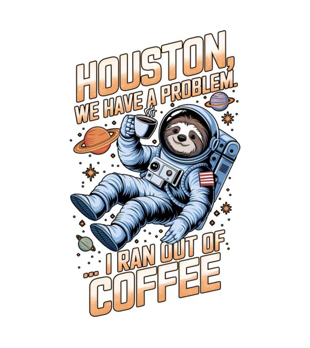 Houston we have a problem coffee model negru pe tricou