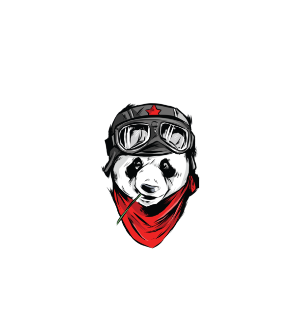 Panda Gerilla model negru pe tricou