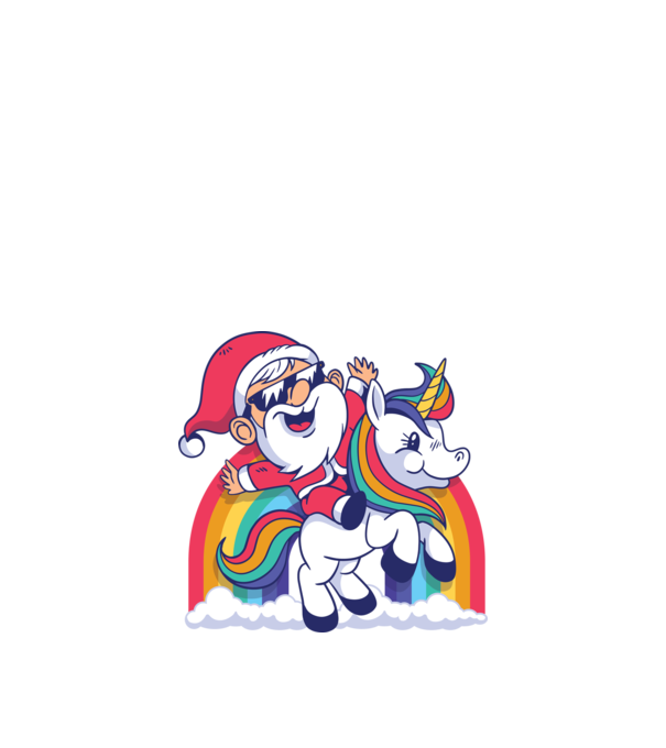 Moș Crăciun Drăguț Unicorn tricou model negru pe tricou