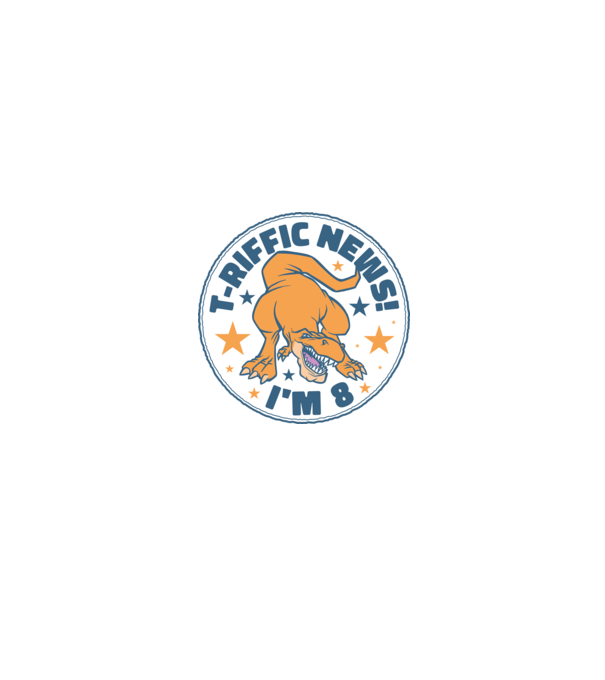 'T-rex Terrific news i''m 8' model alb/roșu pe tricou