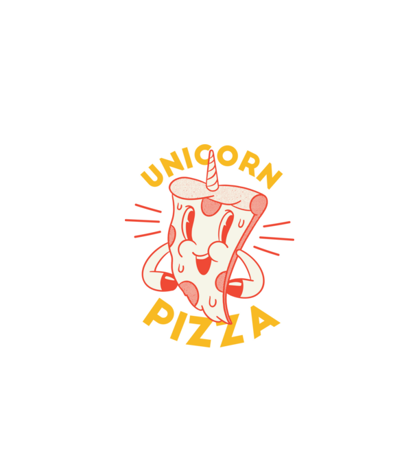 Unicorn Pizza model albastru închis pe tricou