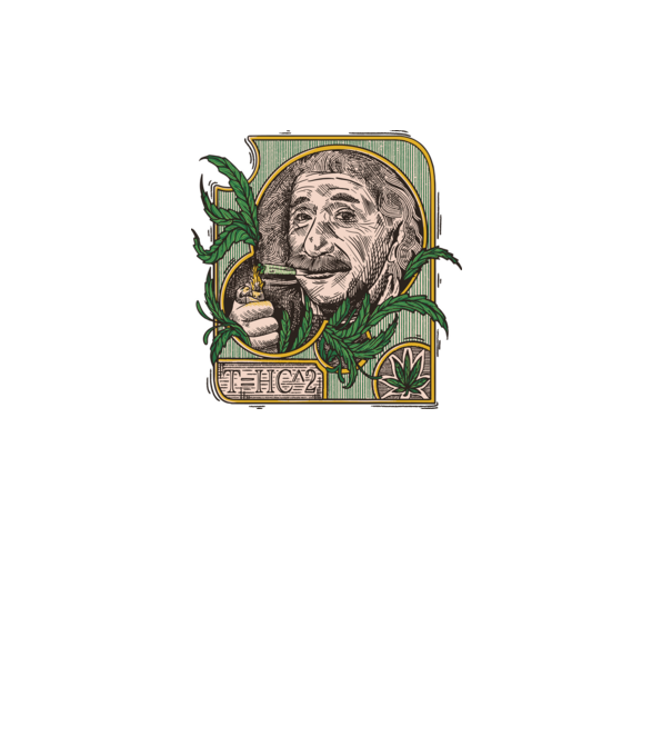 Einstein Marijuana THC model negru pe tricou