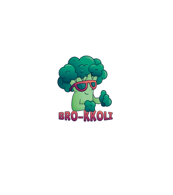 Broccoli model alb pe tricou