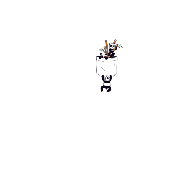 Panda de buzunar model alb pe tricou