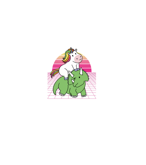 Unicorn pe dinozaur retro model albastru închis pe tricou