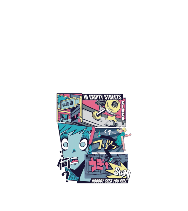 Anime Vaporwave Benzi desenate Skateboard model negru pe tricou
