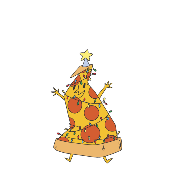 Pizza pom de Crăciun model alb pe tricou