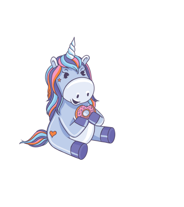 Unicorn cu gogoașă model albastru deschis pe tricou