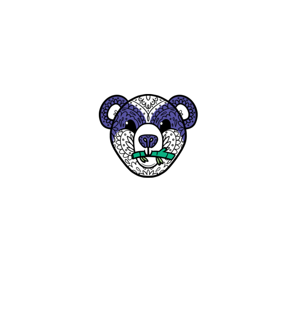 Mandala Panda model albastru regal pe tricou