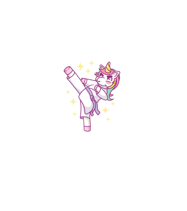 Karate unicorn model gri pe tricou
