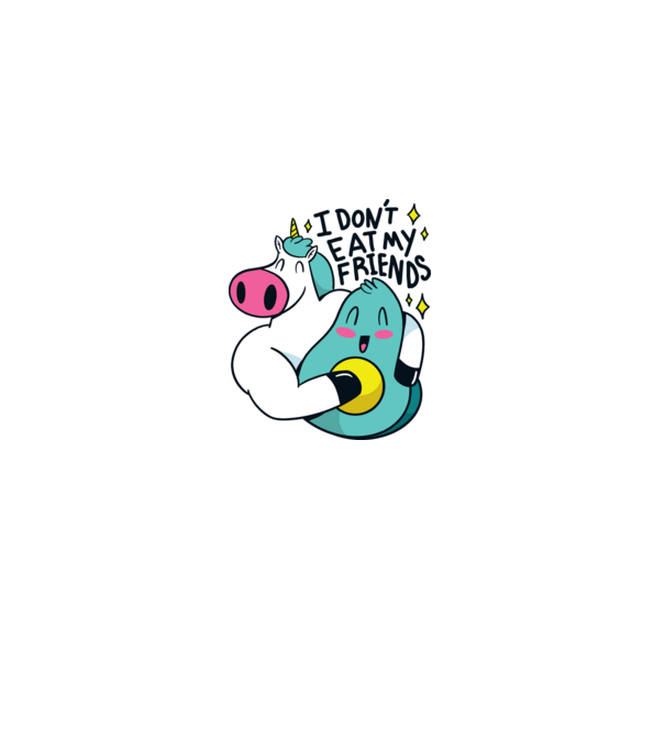 Unicorn Avocado Prietenie model negru pe tricou