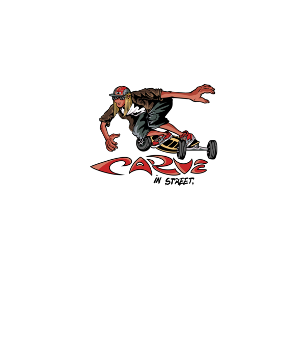 Carveboard Longboard model alb pe tricou