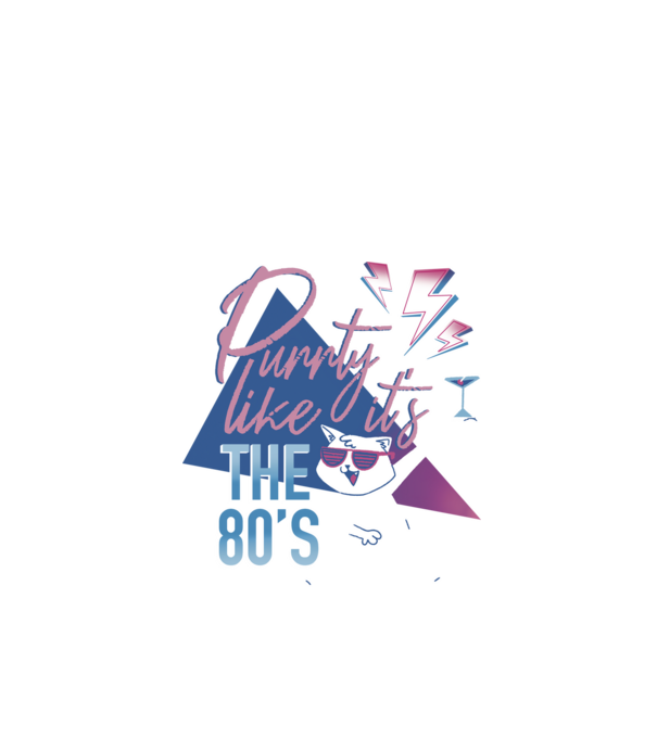 'Purrty Like it''s the 80''s' model negru pe tricou