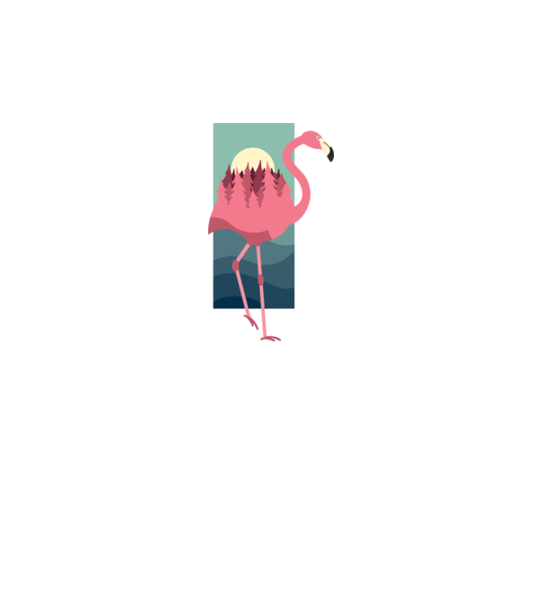 Flamingo Design model alb pe tricou