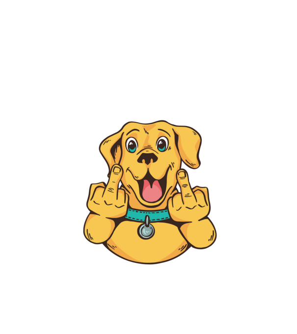 Golden Retriever arată degetul model negru pe tricou