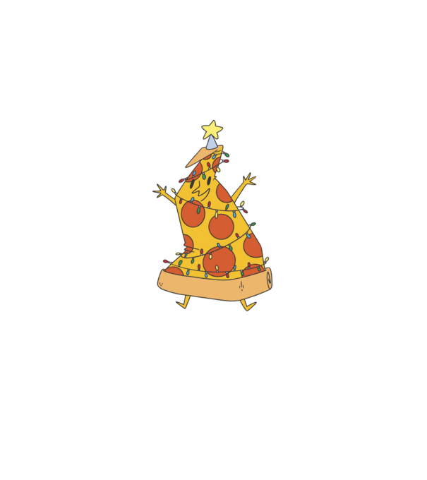Pizza pom de Crăciun model kaki pe tricou