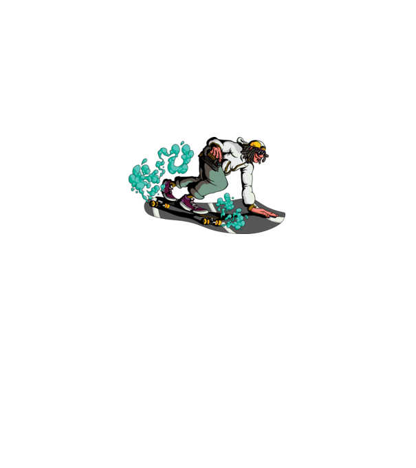 Longboard model alb pe tricou