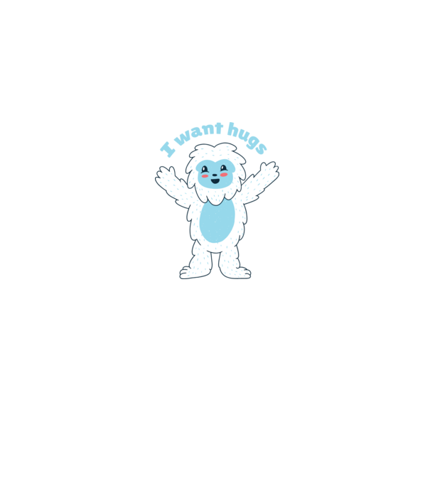 Vreau o îmbrățișare Yeti drăguț model albastru jeanși pe tricou