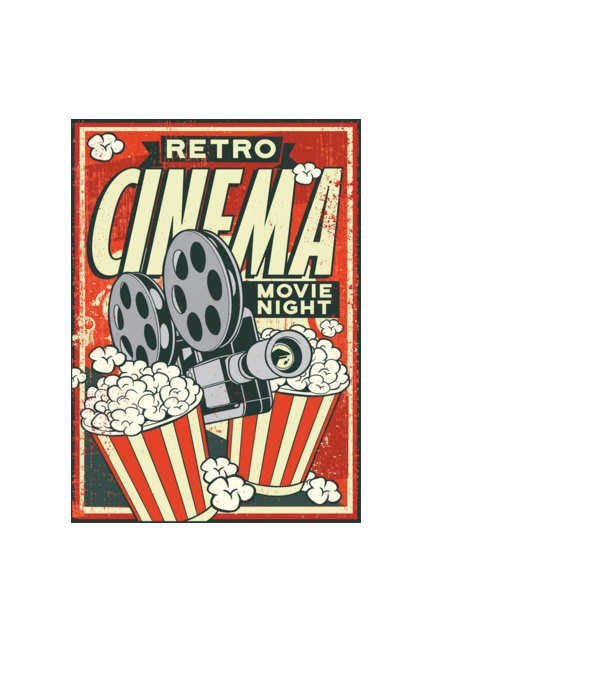 Afiș cinema retro model negru pe tricou