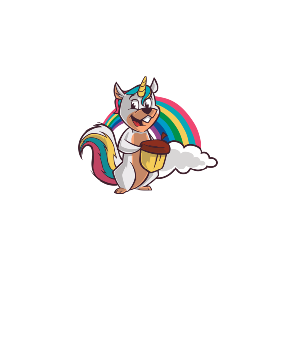 Unicorn drăguț Veveriță model alb pe tricou