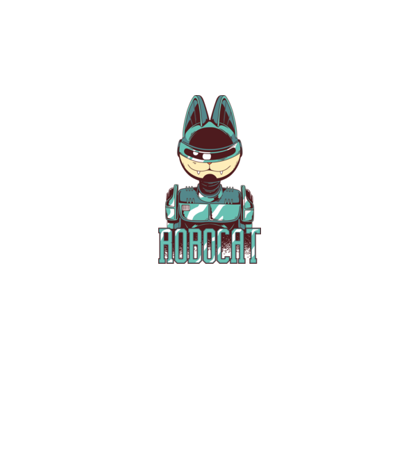 Robocat - Pisică Robot model alb pe tricou