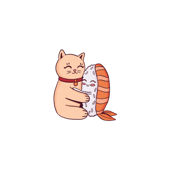 Sushi cu Pisică model albastru deschis pe tricou