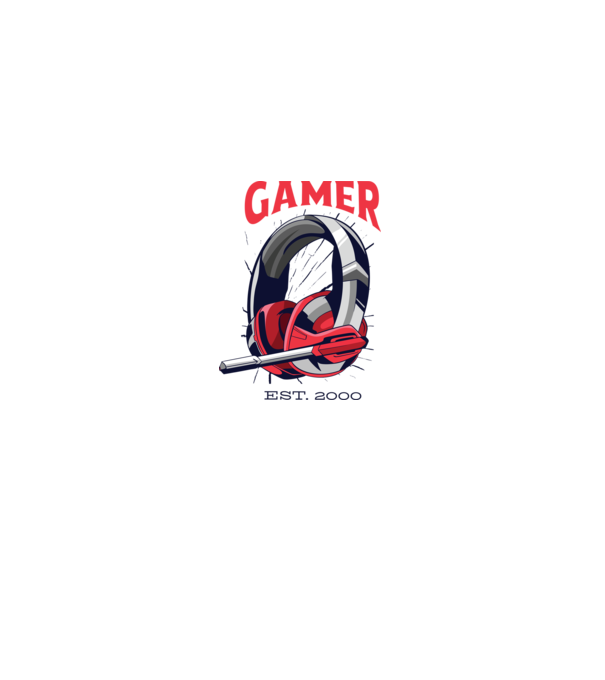 Gamer est. 2000 model alb pe tricou