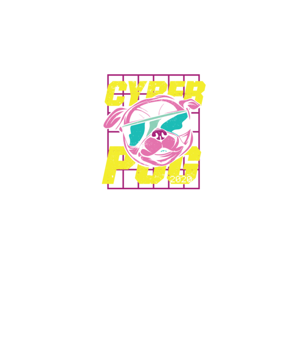 Mops Cyber Pug model negru pe tricou