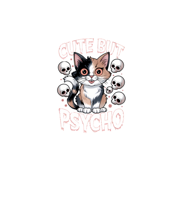 Cute, but Psycho pisică Negru model negru pe tricou