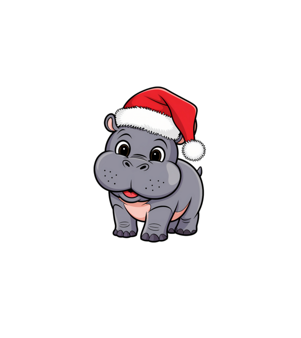 Crăciun Hippo model alb pe tricou