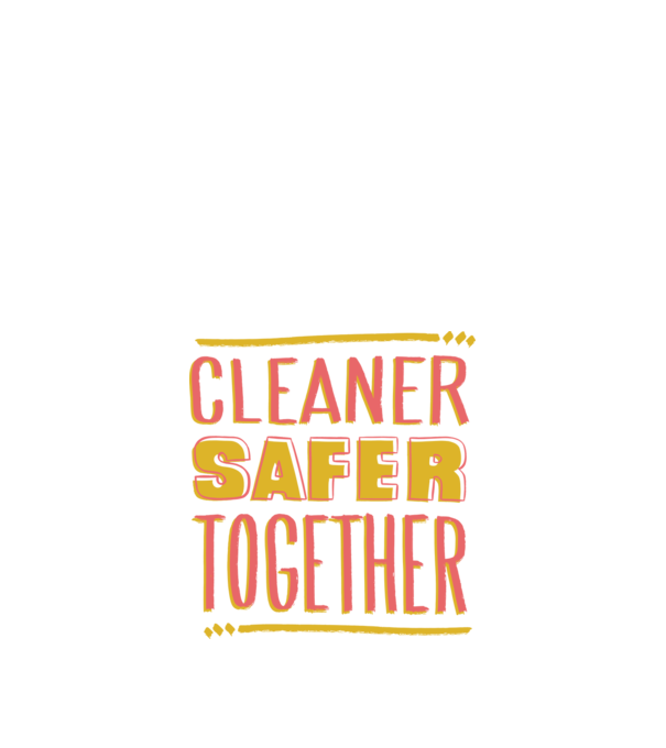 Cleaner Safer Together model alb pe tricou