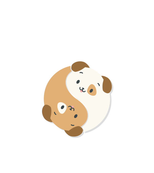 Câini Yin Yang model alb pe tricou