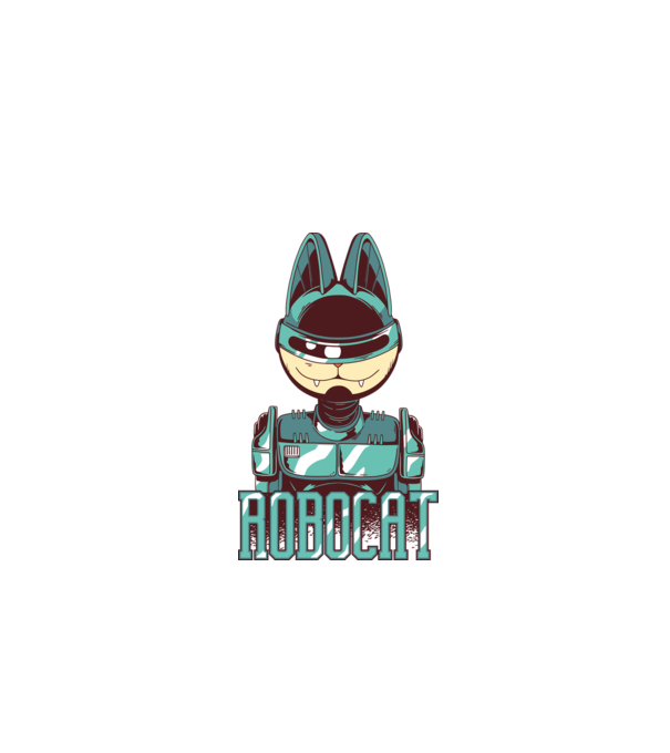 Robocat - Pisică Robot model alb pe tricou