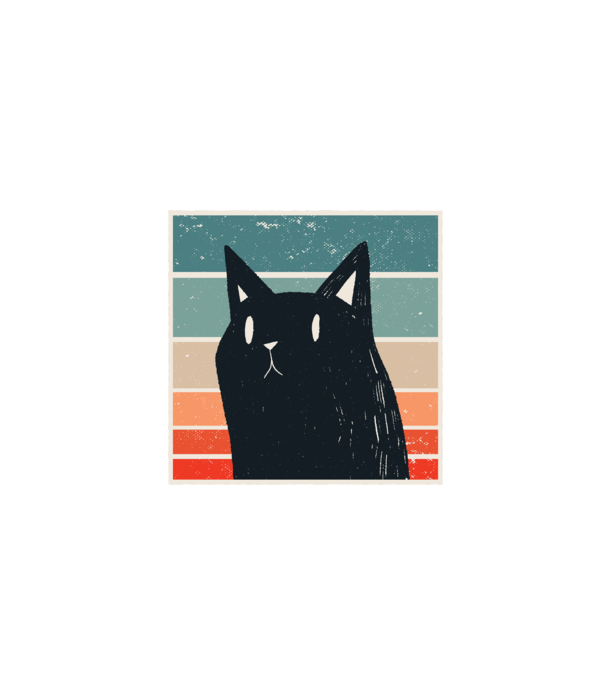 Pisică retro model negru pe tricou
