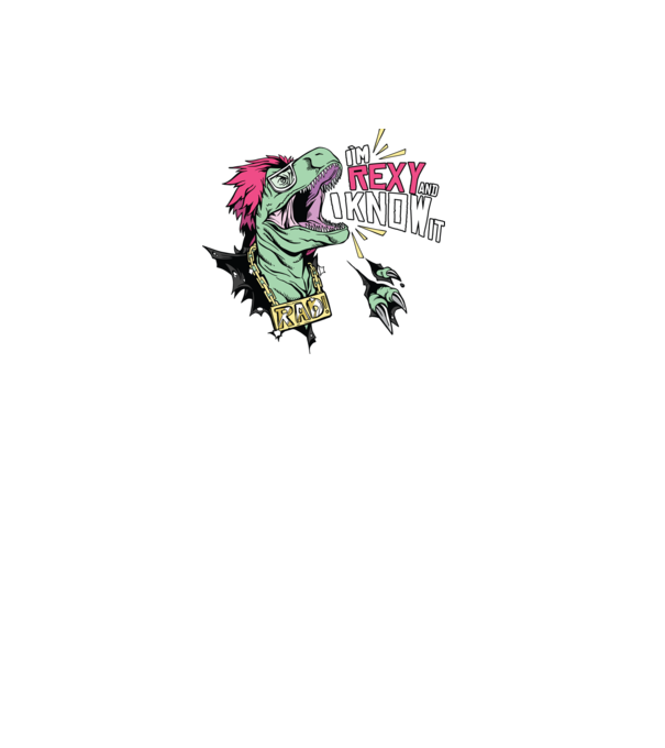 'I''m Rexy and I know it - tricou dinozaur amuzant' model alb pe tricou